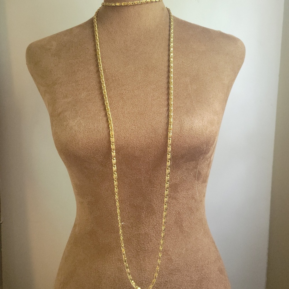 Monet Vintage Gold Tone 52" Extra Long Textured Rope Link Chain Quiet Luxury